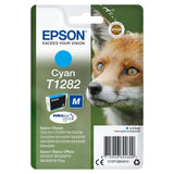Genuine Epson T1282, Fox Cyan Ink Cartridge, C13T12824012 (vacuum-sealed)