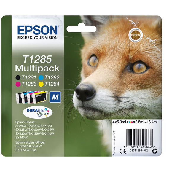 Genuine Epson T1285, Fox Multipack Ink Cartridges, C13T12854012