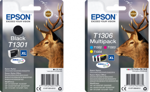 Genuine Epson DuraBrite Ultra Stag Multipack Ink Jet Printer Cartridges, T1301, T1306