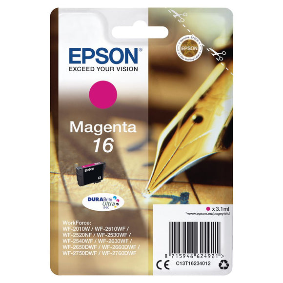 Genuine Epson 16, Pen Magenta Ink Cartridge, T1623