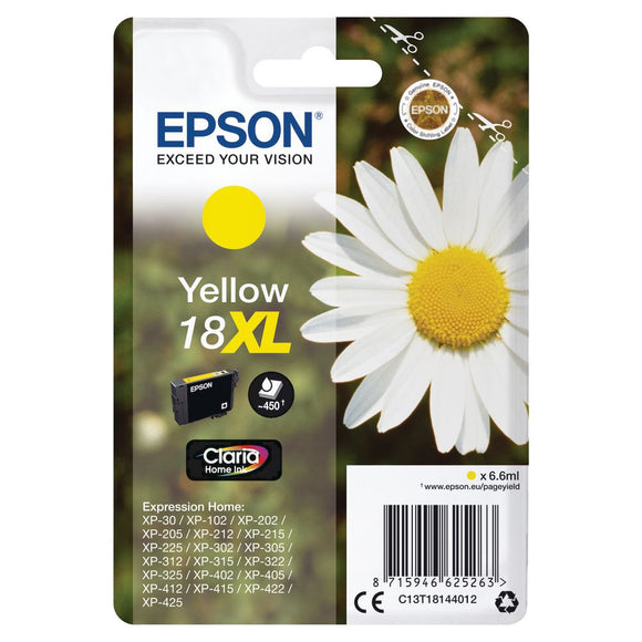 Genuine Epson 18XL Daisy Yellow Ink Cartridge, T1814, T181440