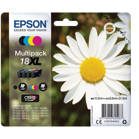 Genuine Epson 18XL, Daisy Multipack Ink Cartridges, T1816, C13T18164012