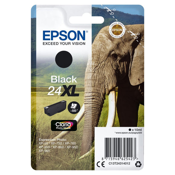Genuine Epson 24XL, Elephant Black Ink Cartridge, T2431