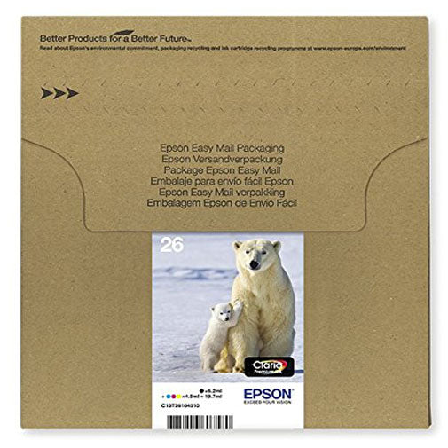 Genuine Epson 26, Multipack Polar Bear Claria Premium Ink Cartridges, T2616, T261645