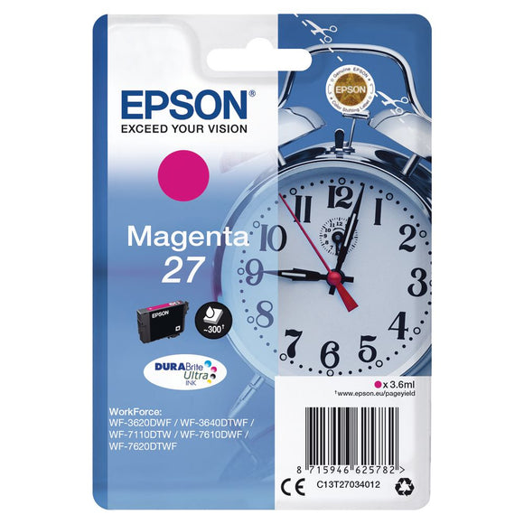 Genuine Epson 27, Alarm Clock Magenta Ink Cartridge, T2703, T270340