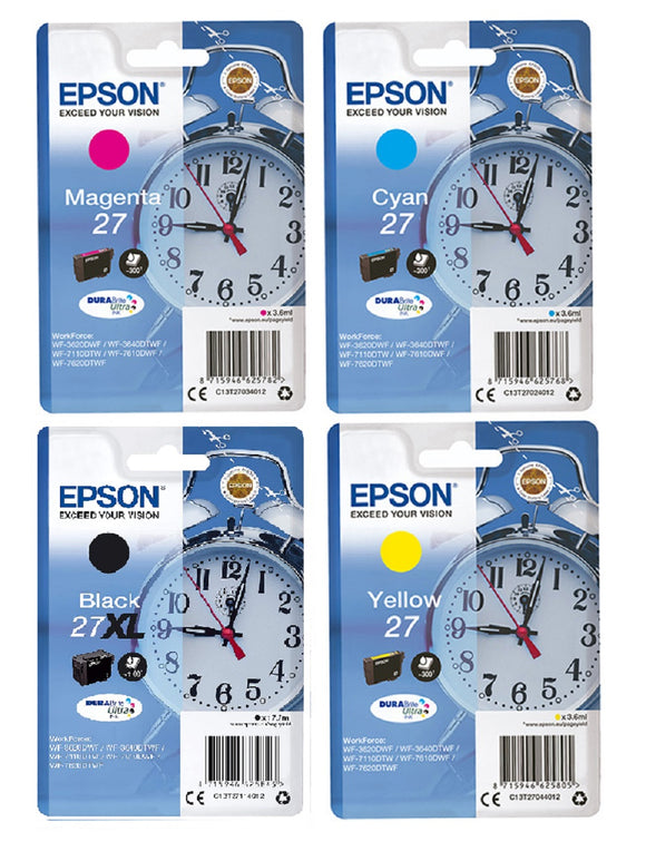 Genuine Epson 27, 27XL, Alarm Clock Multipack Ink Cartridges, T2711, T2705