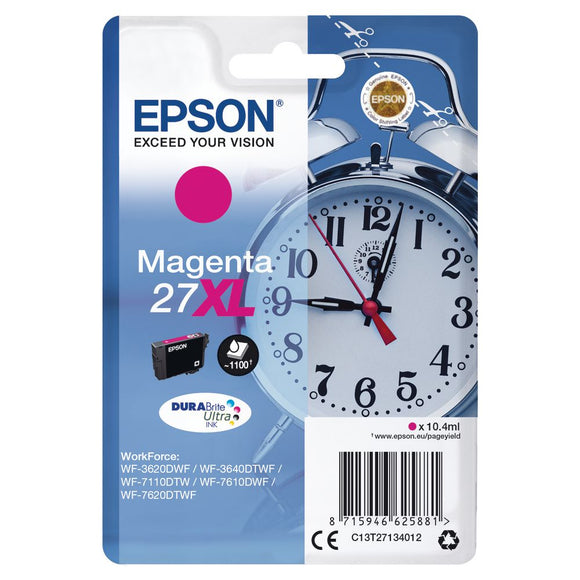 Genuine Epson 27XL, Alarm Clock Magenta Ink Cartridge, T2713, C13T27134012