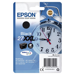 Genuine Epson 27XXL Alarm Clock Black Ink Cartridges, T2791, T279140