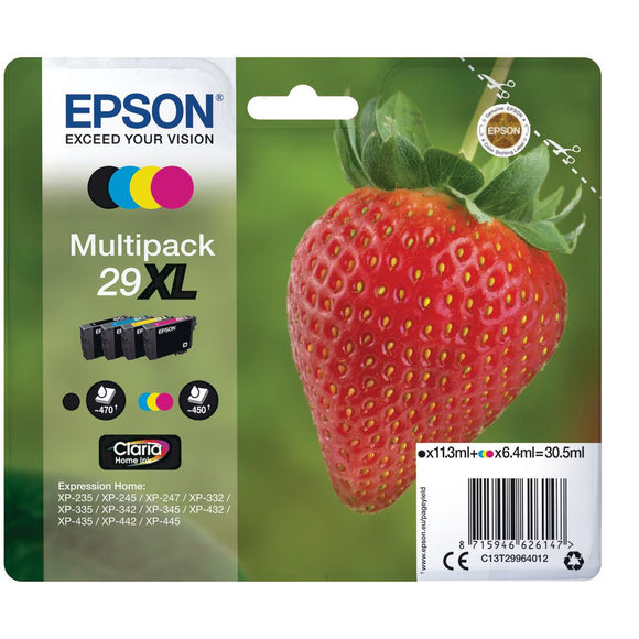 Genuine Epson 29XL, Strawberry Claria Home Multipack Ink Cartridges, T2996, T299640