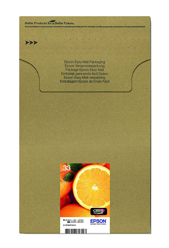 Genuine Epson 33, Oranges Multipack Ink Cartridges, T3337, C13T33374510