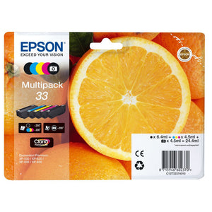 Genuine Epson 33, Oranges Multipack Ink Cartridges, T3337, T333740