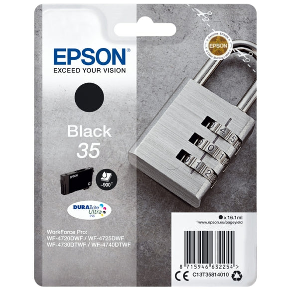 Genuine Epson 35, Padlock Black Ink Cartridge, T3581