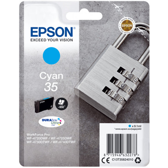 Genuine Epson 35 Padlock Cyan Ink Cartridge, T3582