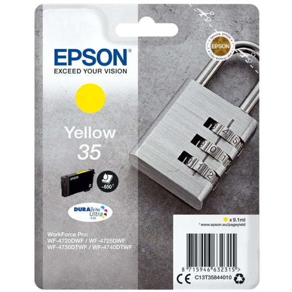 Genuine Epson 35 Padlock Yellow Ink Cartridge, T3584, C13T35844010
