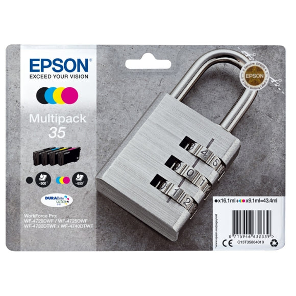Genuine Epson 35, Padlock 4 Colour Multipack Ink Cartridges, T3586