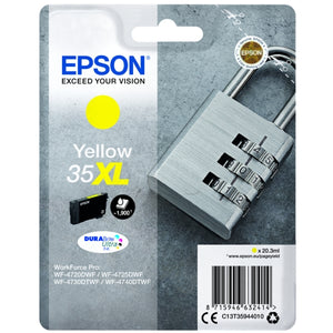 Genuine Epson 35XL Padlock High Capacity Yellow Ink Cartridge, T3594