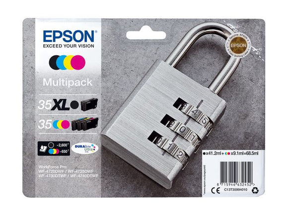 Genuine Epson 35XL Plus 35, Padlock Multipack Ink Cartridges, T3599