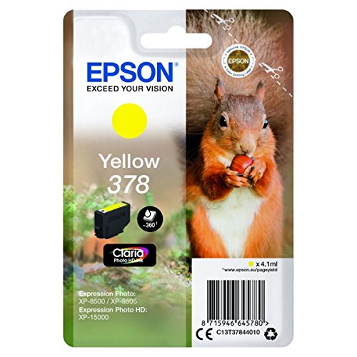 Genuine Epson 378, Squirrel Yellow Ink Cartridge, T3784, C13T37844010