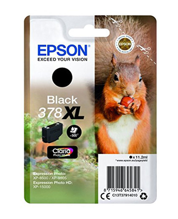 Genuine Epson 378XL, Squirrel Black Ink Cartridge, T378, C13T37914010