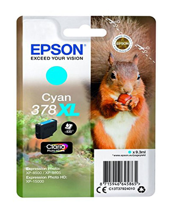 Genuine Epson 378XL Cyan Ink Cartridges, T3792, C13T37924010