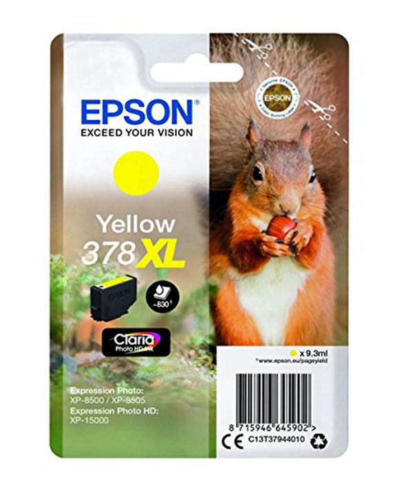 Genuine Epson 378XL, Squirrel Yellow Ink Cartridge, T3794, C13T37944010