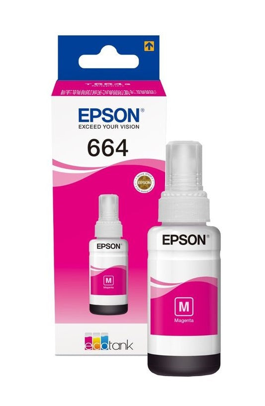 Genuine Epson 664, Magenta EcoTank Ink Bottle, T6643, T664340, C13T664340