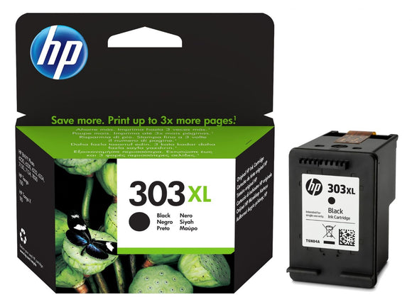 Genuine HP 303XL High Capacity Black Ink Jet Printer Cartridge, T6N04AE, T6N04AE